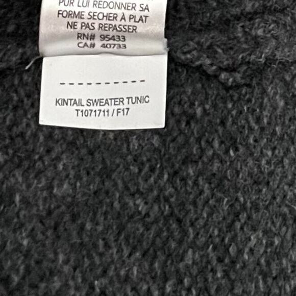 Toad & Co Size Large Charcoal Chunky Cable Knit Kintail Lambswool Sweater Tunic - Picture 8 of 12